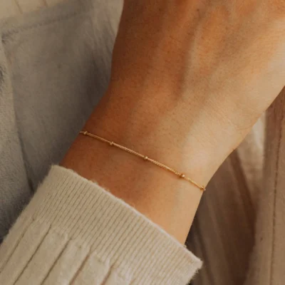 Pulsera de Cadena de Bolas Minimalista en Oro