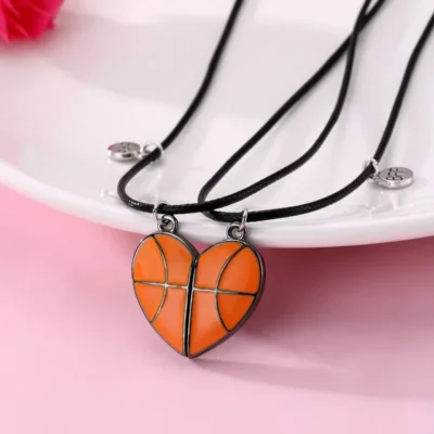 Dúo de Collares Balón de Básquet Esmaltado