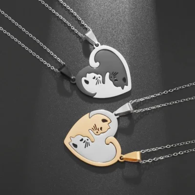 Dúo de Collares Gaticos Abrazo de Corazón – Conexión Eterna
